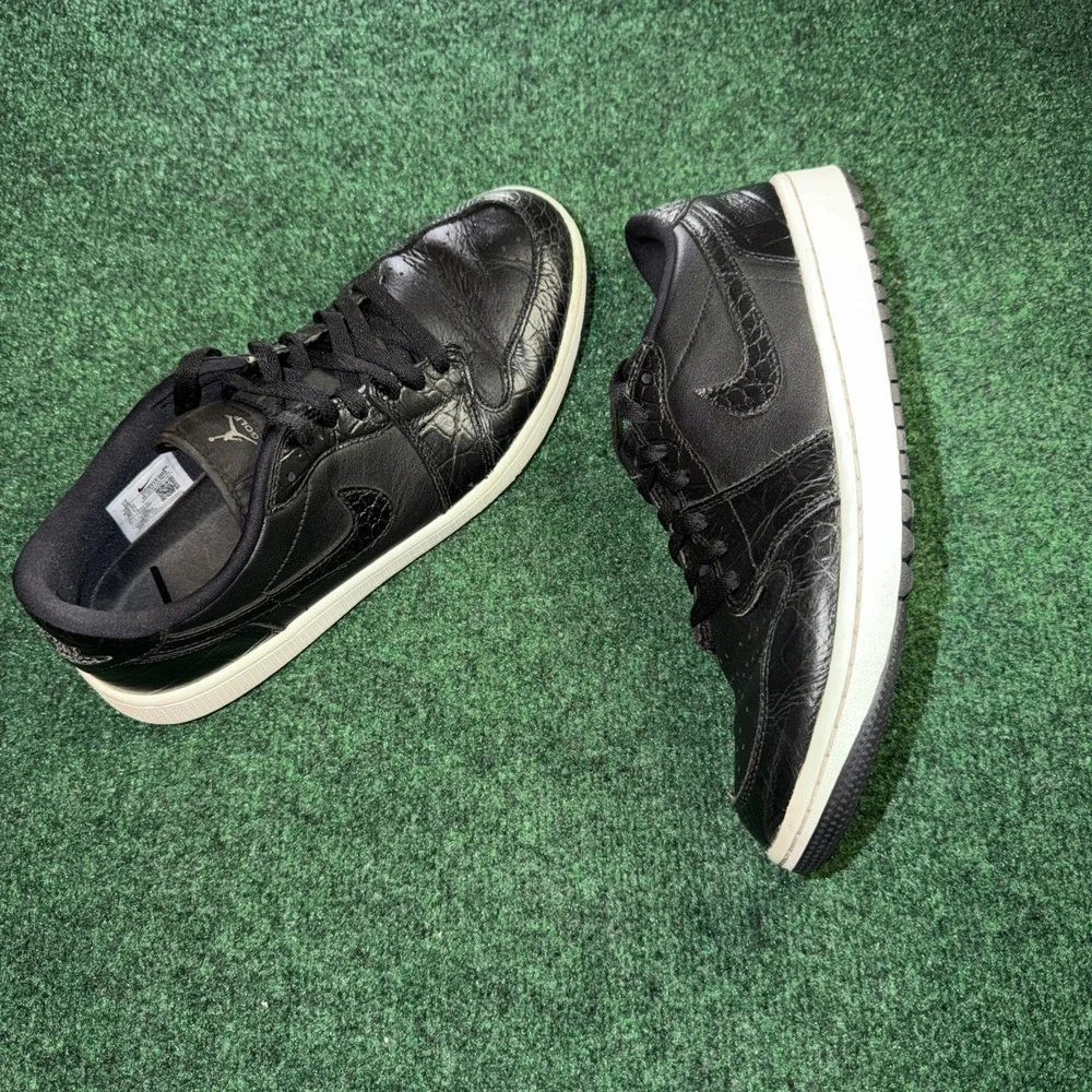 Nike Air Jordan Retro 1 Low G Golf Black Croc Skin Mens Size 10